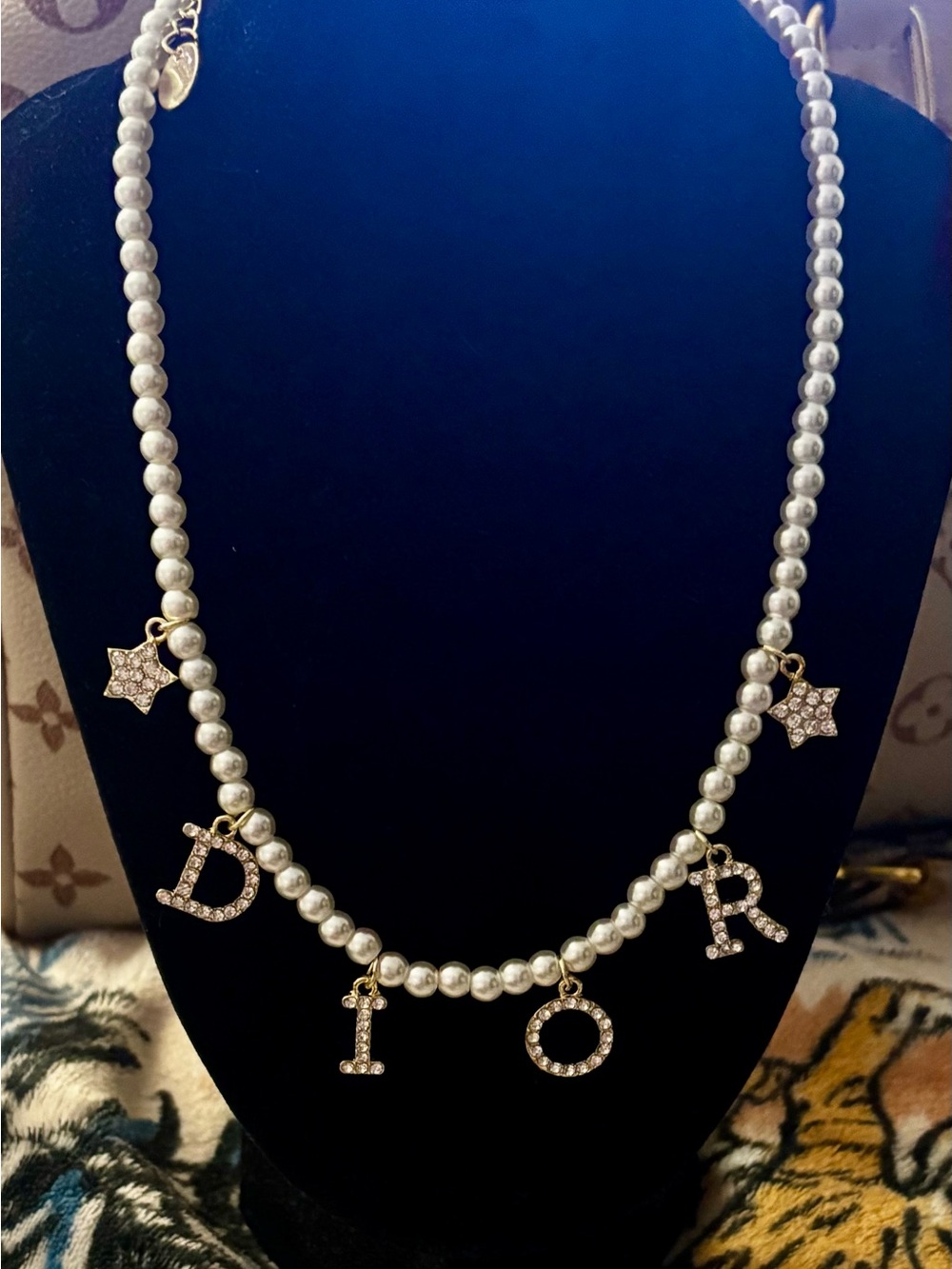 Pearl Letter Charm Necklace in Silver